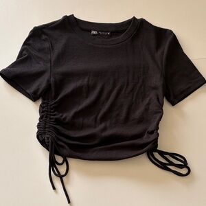 Zara Black Side-Tie Crop Top
